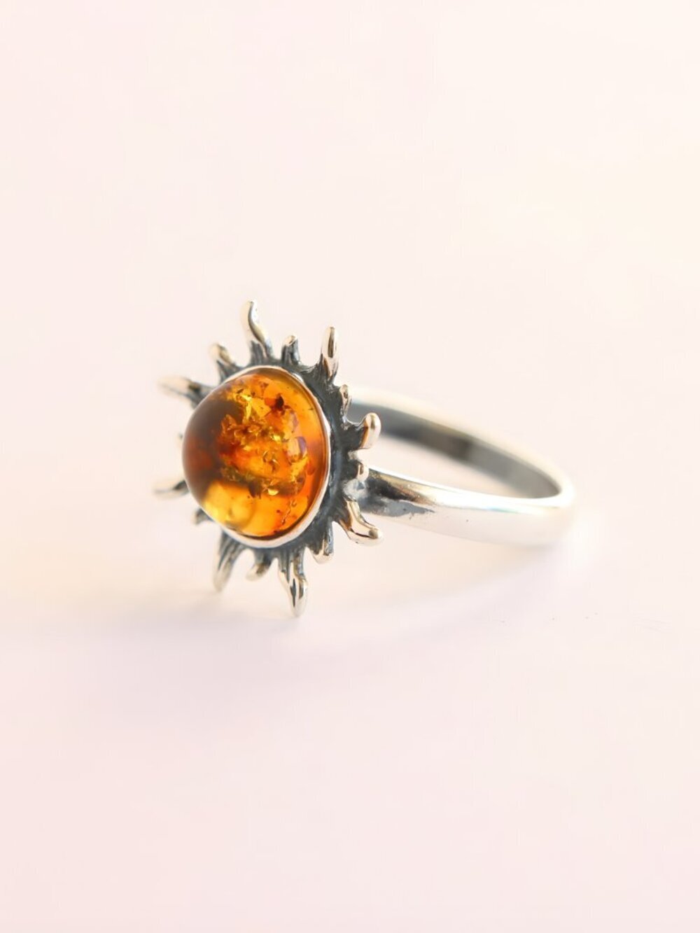 Baltic Amber Sun Ring in Sterling Silver - Picture 5 of 6